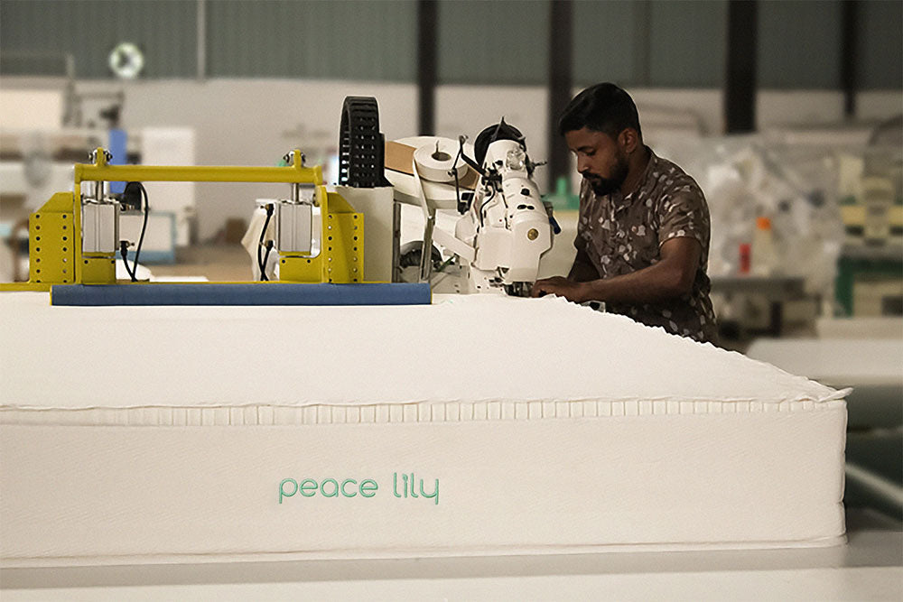 Artisanal creation of latex mattresses from our workshop in Sri Lanka.